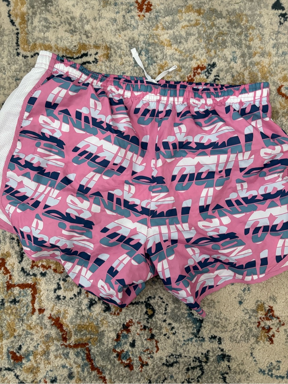 Nike Pink Abstract Logo-Print Athletic Shorts